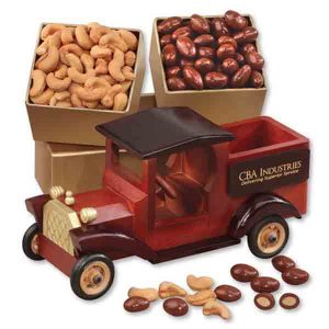 Classic pickup truck filled with treats